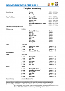 Zeitplan Behamberg 3. Juli