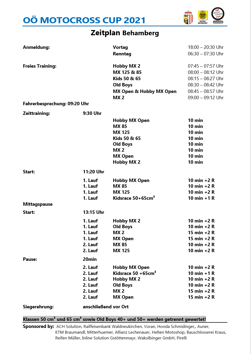 You are currently viewing Zeitplan Behamberg 3. Juli